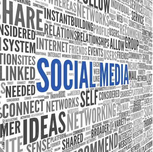 Illustration: Social media conept in word tag cloud Social media conept in word tag cloud
