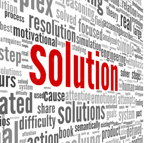 Illustration: Solution concept in word tag cloud Solution concept in word tag cloud