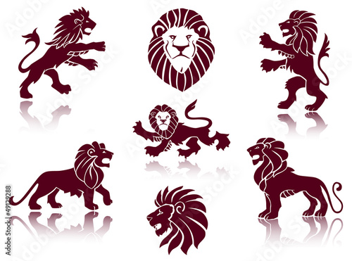 Vector: Lions Silhouettes set Lions Silhouettes set