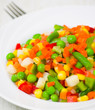 Photo: Mixed vegetables on a plate Mixed vegetables on a plate