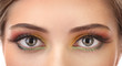 beautiful female eyes with bright autumn make-up