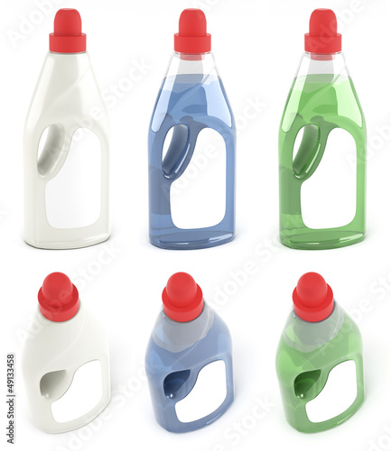 Illustration: Packing of fabric softener different colored Packing of fabric softener different colored