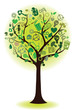 Vector: green tree with ecological icons green tree with ecological icons