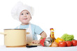 The little boy in a hat of the cook