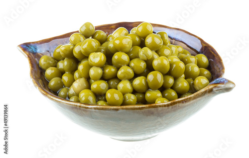 Photo: green peas, in a bowl, isolated, white background green peas, in a bowl, isolated, white background