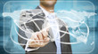 Businessman touching tactile interface