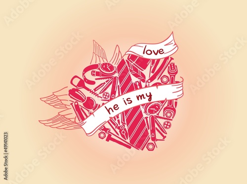 Vector: Valentine card for manly men Valentine card for manly men