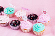 Gourmet cupcakes with hearts