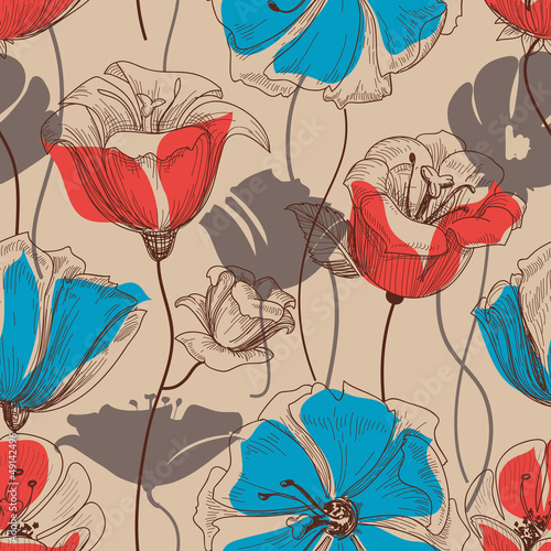 Vector: Retro floral seamless pattern vector Retro floral seamless pattern vector