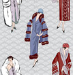 Flapper girl 20s style seamless pattern Retro fashion background