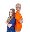 Teenager Rücken an Rücken