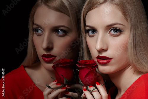 Photo: beautiful woman with rose beautiful woman with rose