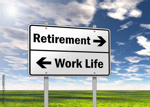 Illustration: Traffic Sign "Retirement vs. Work Life" Traffic Sign "Retirement vs. Work Life"