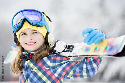 Photo: Skiing, winter sports - portrait of young skier Skiing, winter sports - portrait of young skier