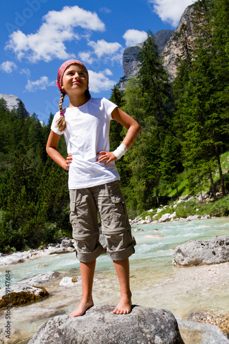 Photo: Girl on mountain hike - Dolomites, Italy Girl on mountain hike - Dolomites, Italy