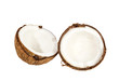 Two halves of coconut isolated on white