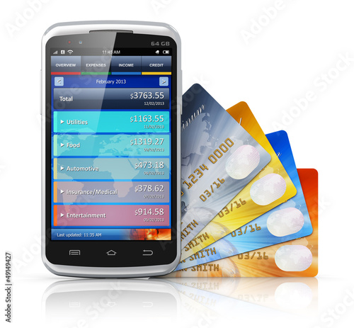 Illustration: Mobile banking and finance concept Mobile banking and finance concept