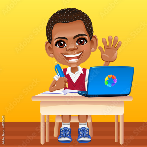 Vector: Vector happy smiling African schoolboy Vector happy smiling African schoolboy