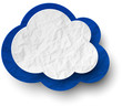 Wrinkled paper white-blue cloud.