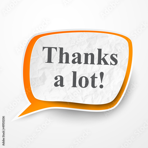 Vector: Wrinkled paper white-orange speech bubble. Wrinkled paper white-orange speech bubble.