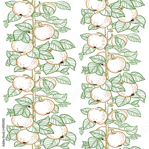Vector: Seamless pattern of the branches with apples Seamless pattern of the branches with apples