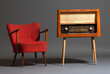 vintage radio and armchair