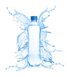 Fresh water splashing out of bottle