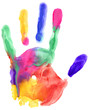 Close up of colored hand print