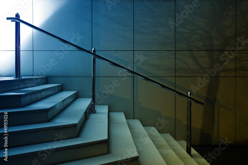 Photo: Stairs with tree shadow on the wall Stairs with tree shadow on the wall