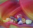 Healing Crystals on rainbow chiffon