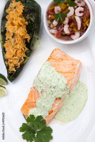 Photo: Grilled Salmon With Cilantro - Jalapeno Creme Grilled Salmon With Cilantro - Jalapeno Creme