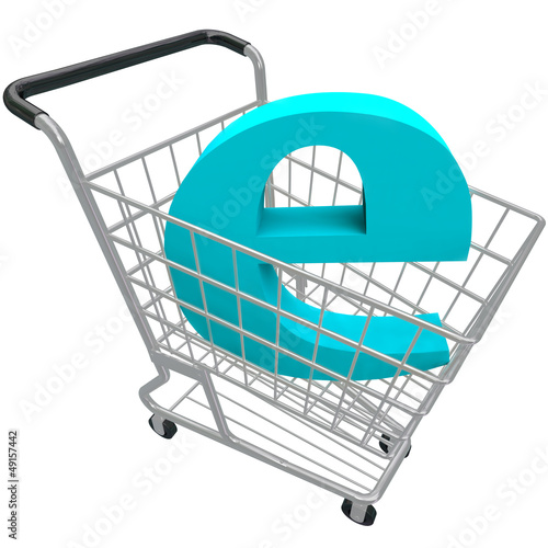 Illustration: Shopping Cart Containing Letter E Shopping Cart Containing Letter E
