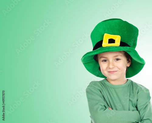 Photo: Child with a big hat of Saint Patrick«s Day Child with a big hat of Saint Patrick«s Day