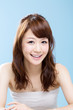 Beautiful asian woman on blue background