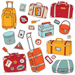 Vintage suitcases set. Travel Vector illustration.