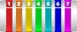 Abstract numbered vertical color banners
