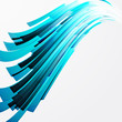abstract turquoise design elements on a light background.