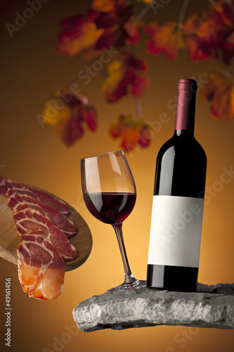 Photo: Still life with wine and meat Still life with wine and meat