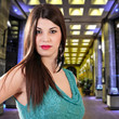 Beautiful woman with long brown straight hairs