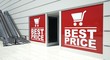 Illustration: Best price on shopfront windows and escalator Best price on shopfront windows and escalator