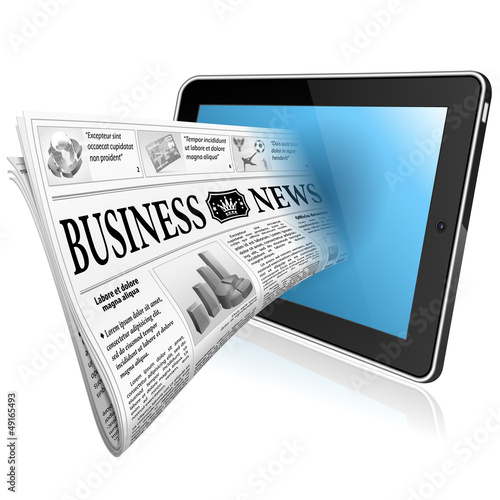 Vector: Concept - Digital News witn Newspaper and Tablet PC Concept - Digital News witn Newspaper and Tablet PC
