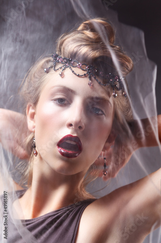 Photo: Lightsome Artistic Woman's Face with Veil - Delight Lightsome Artistic Woman's Face with Veil - Delight