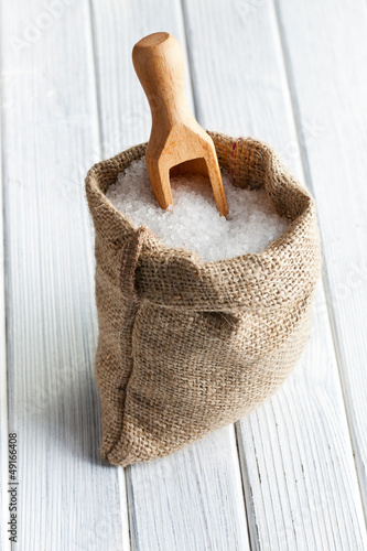 Photo: sea salt in jute sack sea salt in jute sack
