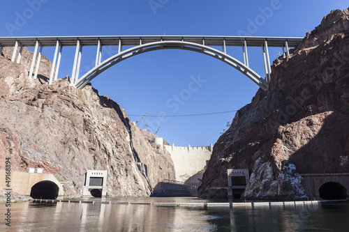Photo: Below Hoover Dam on the Colorado River Below Hoover Dam on the Colorado River