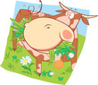 Spotted cow on the meadow