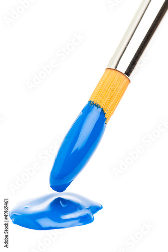 Photo: Pinsel in blauer Farbe Pinsel in blauer Farbe