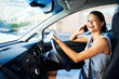 driving businesswoman