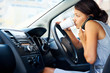 Photo: coffee driving woman coffee driving woman