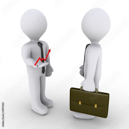 Illustration: Businessman is showing successful graph to another Businessman is showing successful graph to another