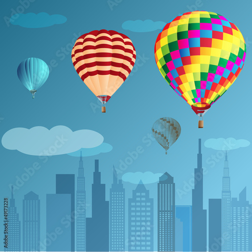 Vector: vector illustration with hot air balloon in the sky vector illustration with hot air balloon in the sky